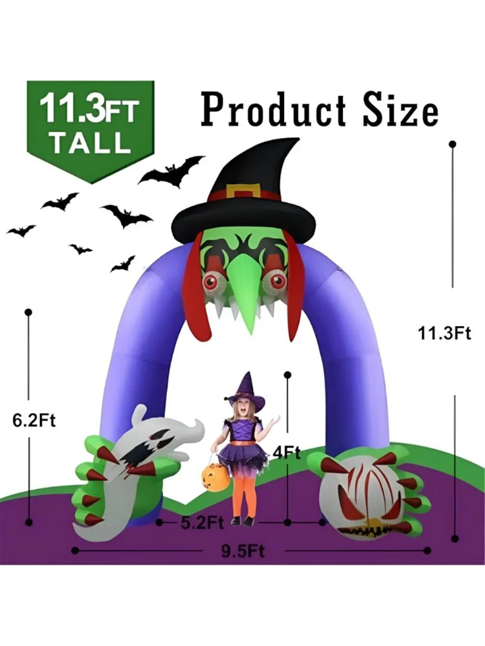 Halloween Inflatables Giant 11Ft Tall Creepy Witch Arch Outdoor Decorations